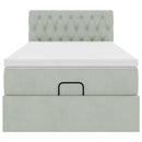 vidaXL Ottomán ágykeret matraccal Világosszürke 100x200cm bársony