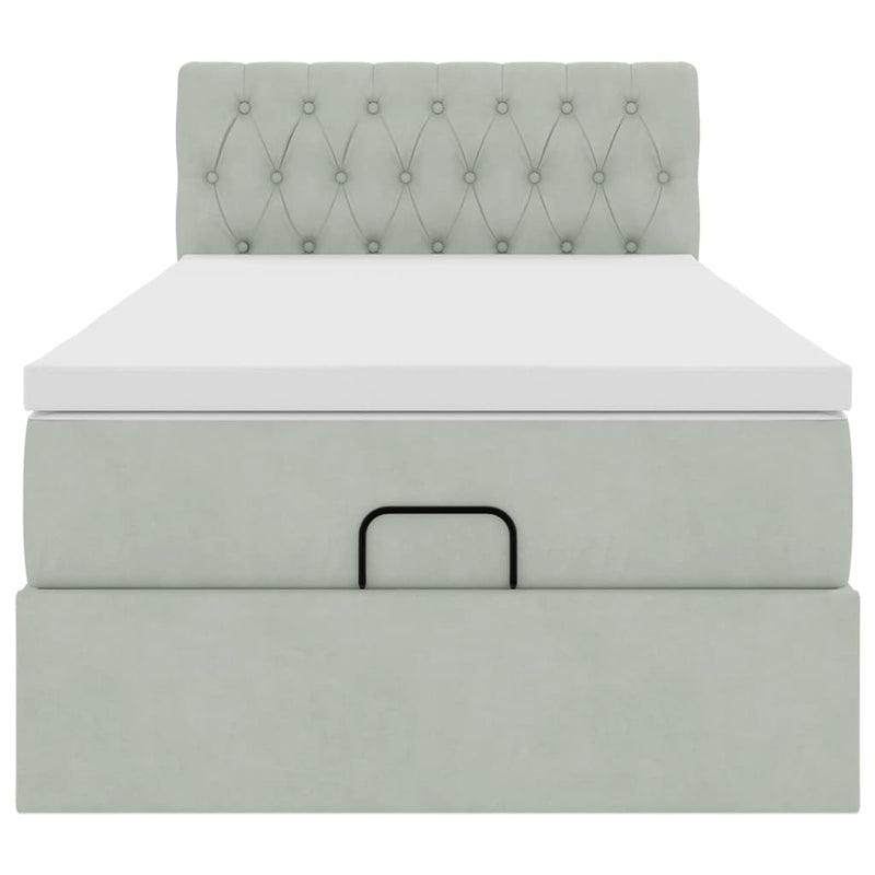 vidaXL Ottomán ágykeret matraccal Világosszürke 100x200cm bársony