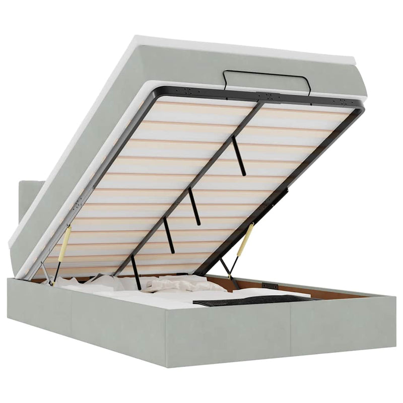 vidaXL világosszürke bársony ottomán ágy matraccal & LED-ek 120x190cm