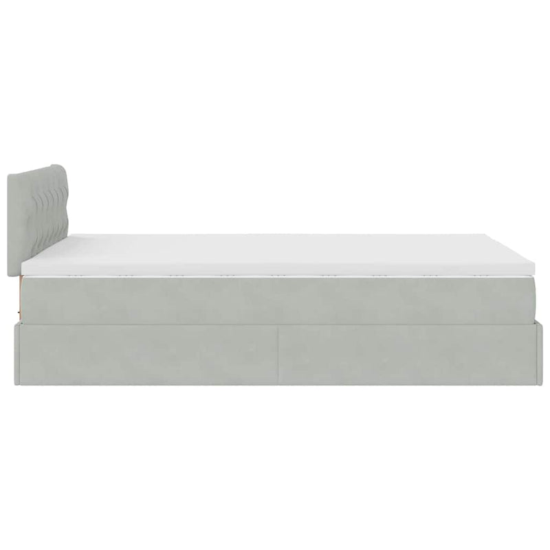 vidaXL világosszürke bársony ottomán ágy matraccal & LED-ek 120x190cm