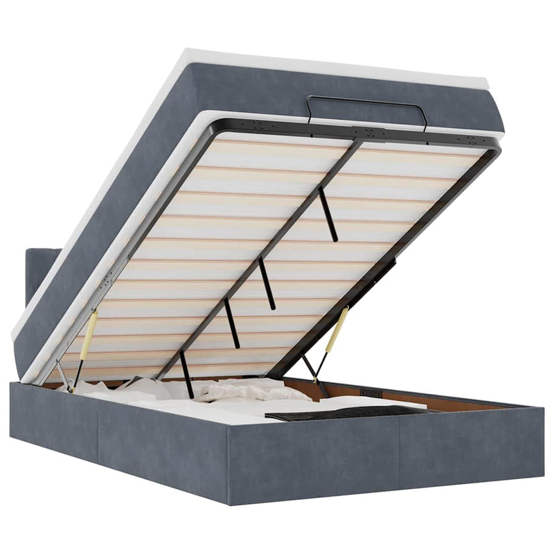 vidaXL sötétszürke bársony ottomán ágy matraccal & LED-ek 120x190cm
