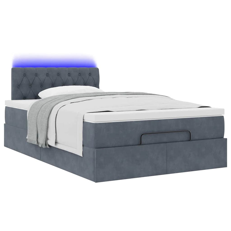 vidaXL sötétszürke bársony ottomán ágy matraccal & LED-ek 120x190cm