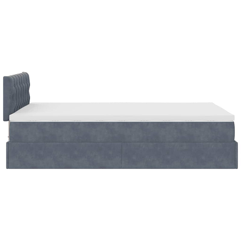vidaXL sötétszürke bársony ottomán ágy matraccal & LED-ek 120x190cm