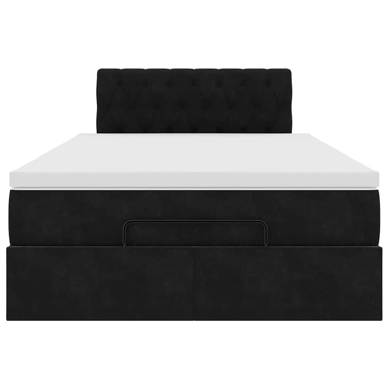 vidaXL fekete bársony ottomán ágy matraccal & LED-ek 120x190cm