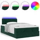 vidaXL sötétzöld bársony ottomán ágy matraccal & LED-ek 120x190cm