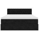 vidaXL Ottomán ágykeret matraccal fekete 140x190cm bársony