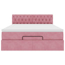 vidaXL Ottomán ágykeret matraccal rózsaszín 140x200cm bársony