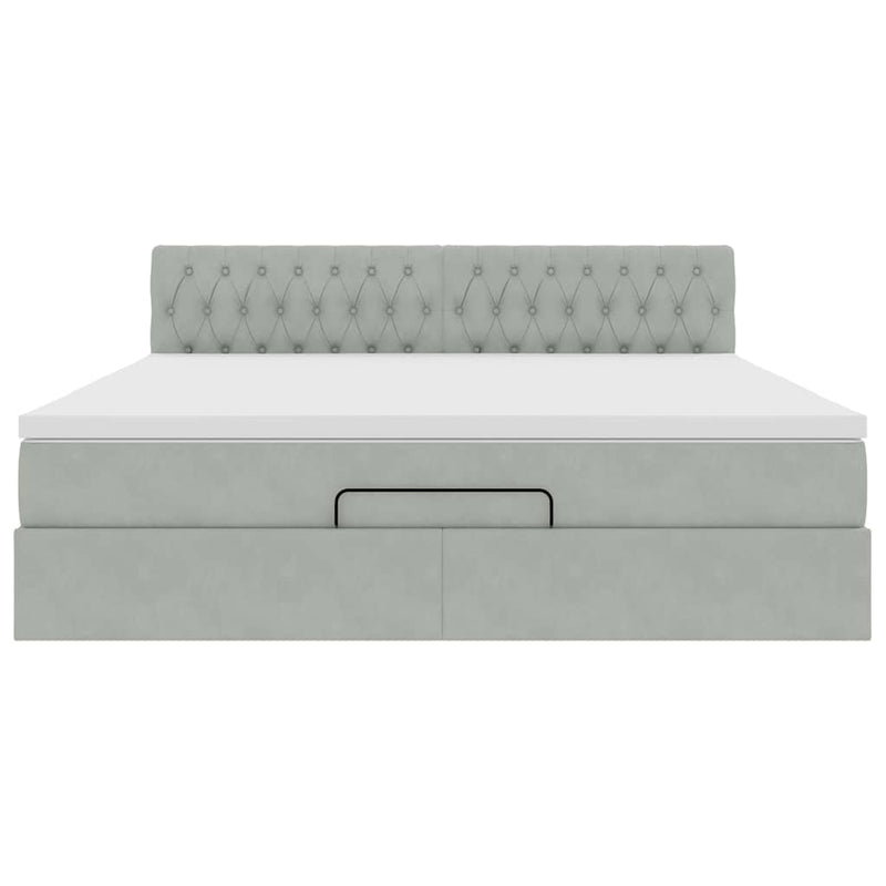 vidaXL Ottomán ágykeret matraccal világosszürke 160x200cm bársony