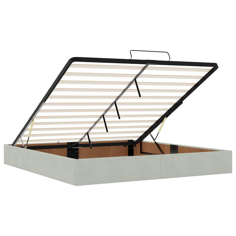 vidaXL Ottomán ágykeret matraccal világosszürke 160x200cm bársony