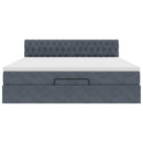 vidaXL Ottomán ágykeret matraccal sötétszürke 160x200cm bársony