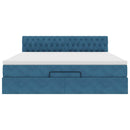 vidaXL Ottomán ágykeret matraccal sötétkék 160x200cm bársony