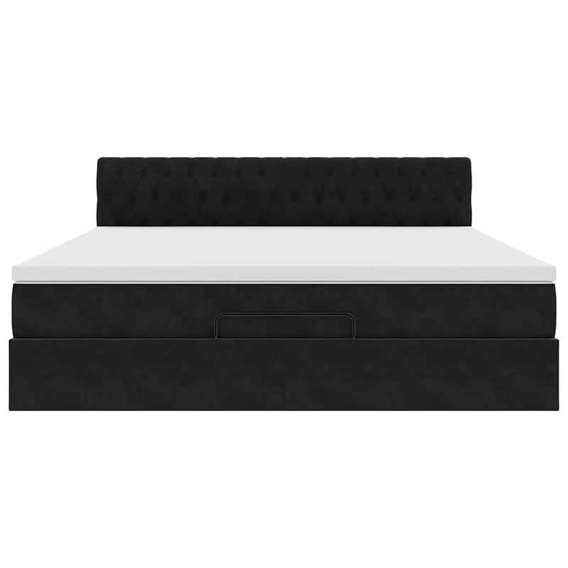 vidaXL Ottomán ágykeret matraccal fekete 180x200cm bársony