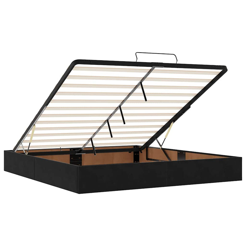 vidaXL Ottomán ágykeret matraccal fekete 180x200cm bársony