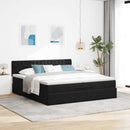 vidaXL Ottomán ágykeret matracokkal Fekete 200x200cm bársony