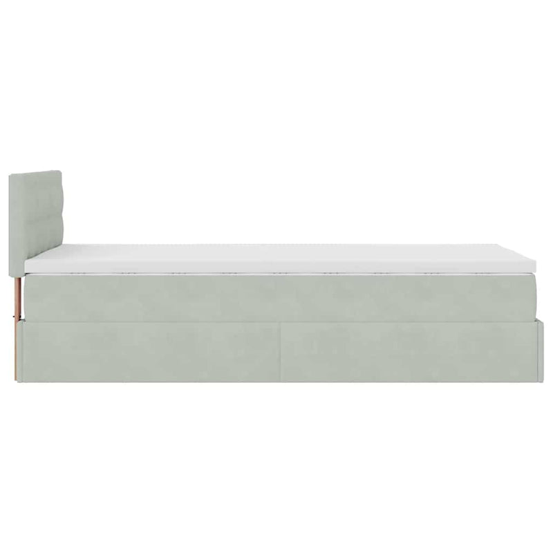 vidaXL Ottomán ágykeret matraccal világosszürke 80x200cm bársony