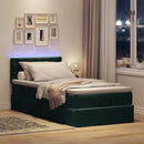 vidaXL sötétzöld bársony ottomán ágy matraccal & LED-ek 80 x 200 cm