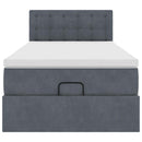 vidaXL Ottomán ágykeret matraccal sötétszürke 90x200cm bársony