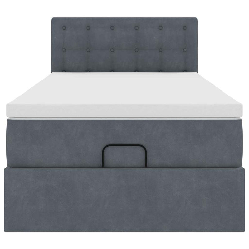 vidaXL Ottomán ágykeret matraccal sötétszürke 90x200cm bársony