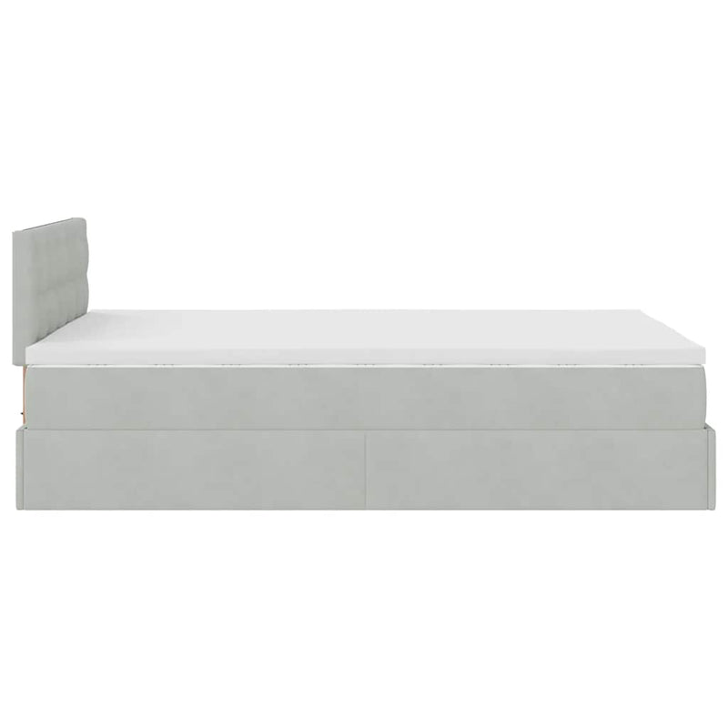 vidaXL világosszürke bársony ottomán ágy matraccal & LED-ek 120x190cm