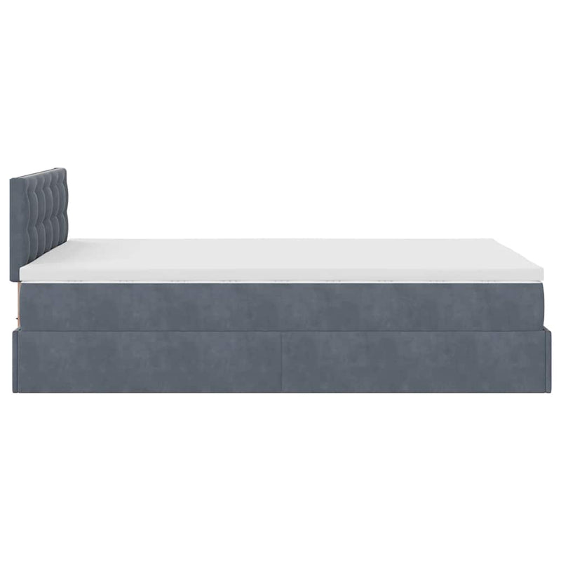 vidaXL sötétszürke bársony ottomán ágy matraccal & LED-ek 120x190cm