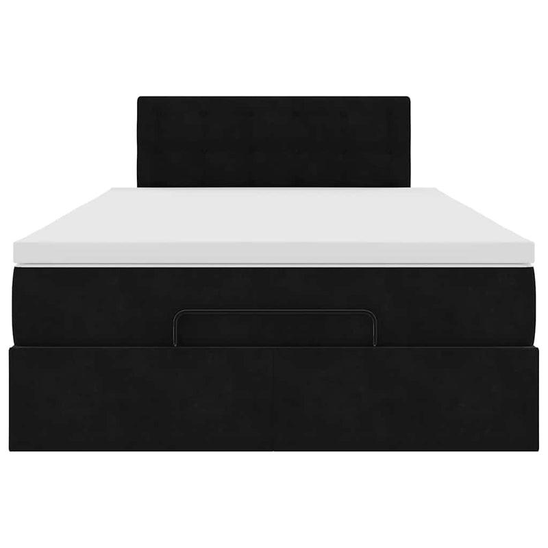 vidaXL fekete bársony ottomán ágy matraccal & LED-ek 120x190cm