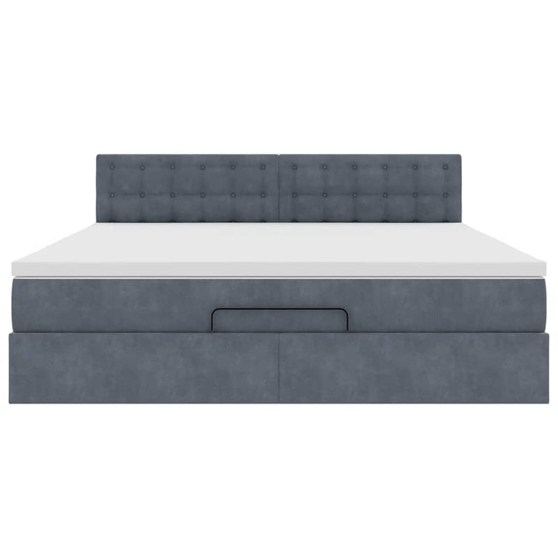 vidaXL Ottomán ágykeret matraccal sötétszürke 160x200cm bársony