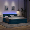 vidaXL Ottomán ágykeret matraccal sötétkék 180x200cm bársony