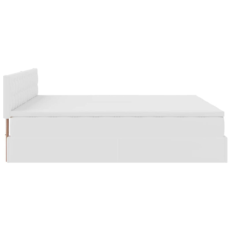 vidaXL Ottomán ágykeret matraccal Fehér 200x200cm műbőrrel