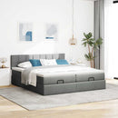 vidaXL Ottomán ágykeret matracokkal Sötét szürke 200x200cm szövet