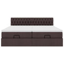vidaXL Ottomán ágykeret matracokkal Sötétbarna 200x200cm szövet