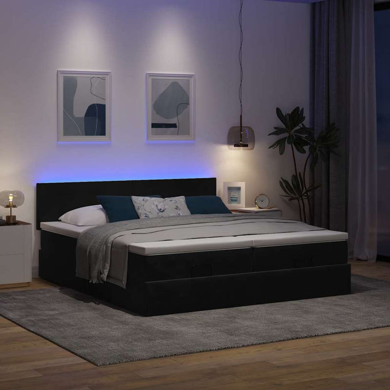 vidaXL Ottomán ágykeret matracokkal fekete 160x200cm bársony