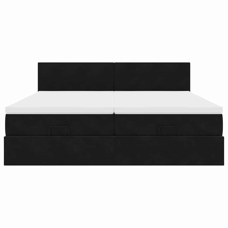 vidaXL Ottomán ágykeret matracokkal fekete 180x200cm bársony