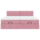 vidaXL Ottomán ágykeret matracokkal Rózsaszín 200x200cm bársony