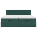 vidaXL Ottomán ágykeret matracokkal sötétzöld 180x200cm bársony