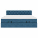 vidaXL Ottomán ágykeret matracokkal sötétkék 160x200cm bársony