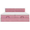 vidaXL Ottomán ágykeret matracokkal Rózsaszín 200x200cm bársony