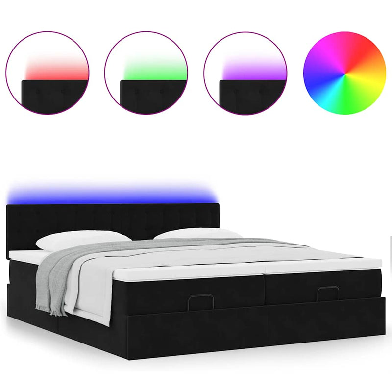 vidaXL Ottomán ágykeret matracokkal fekete 180x200cm bársony