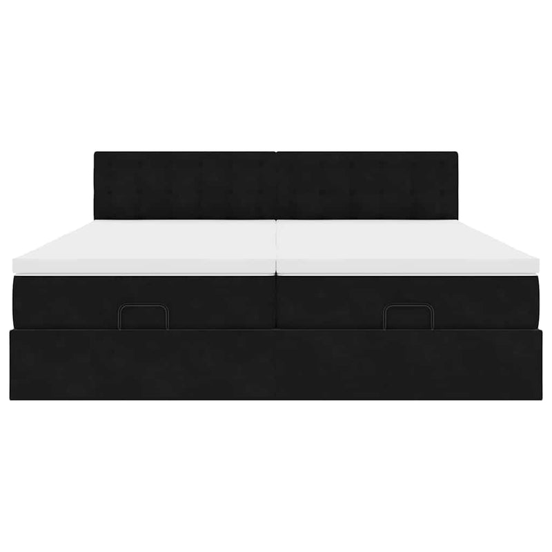 vidaXL Ottomán ágykeret matracokkal Fekete 200x200cm bársony