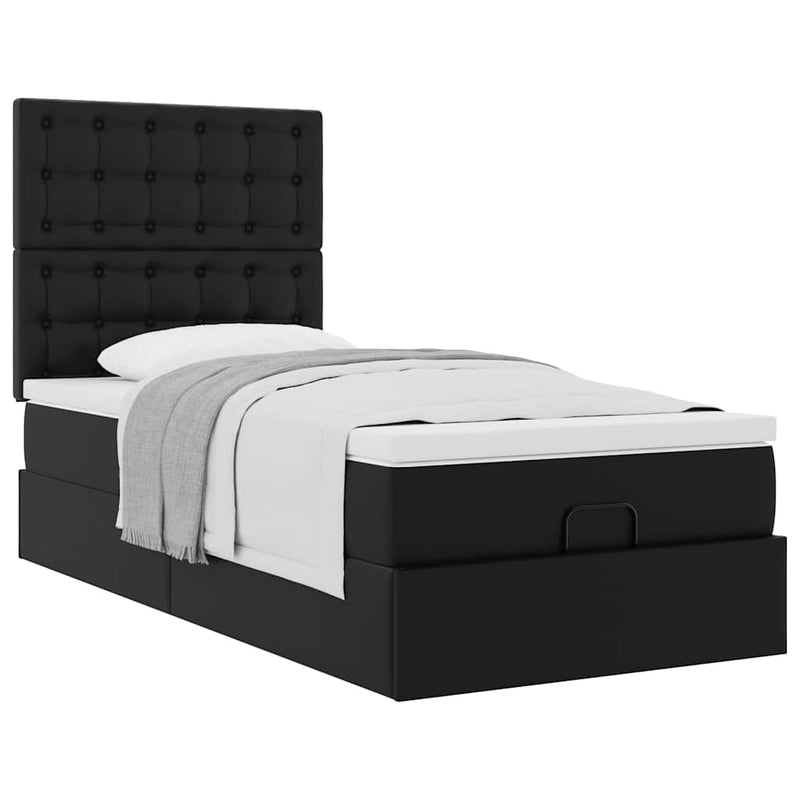 vidaXL fekete műbőr ottomán ágy matraccal 90x190cm