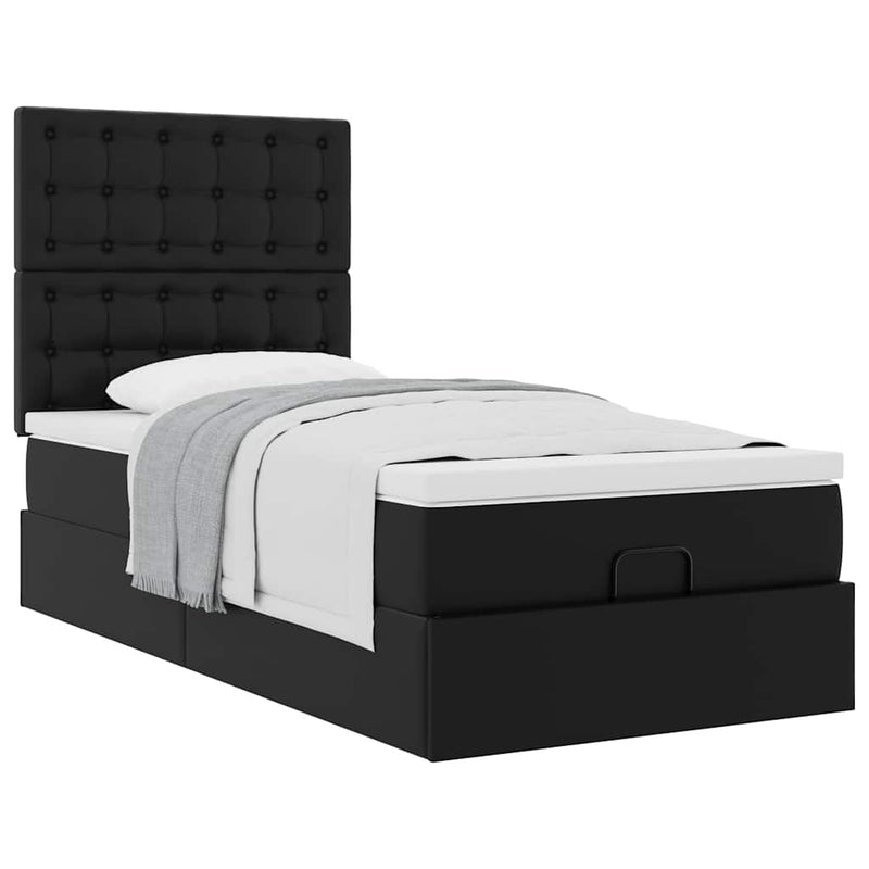 vidaXL fekete műbőr ottomán ágy matraccal 90x200cm