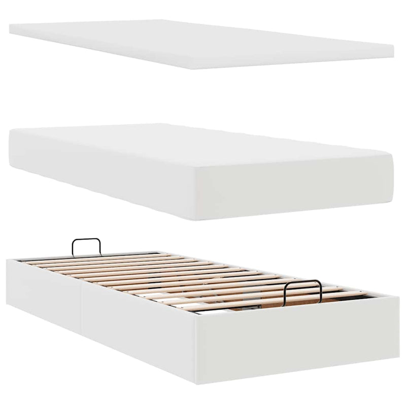 vidaXL fehér műbőr ottomán ágy matraccal 90x200cm