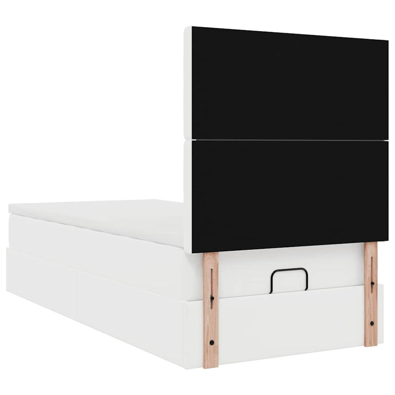 vidaXL fehér műbőr ottomán ágy matraccal 90x200cm