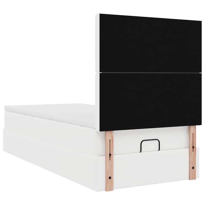 vidaXL fehér műbőr ottomán ágy matraccal 100x200cm