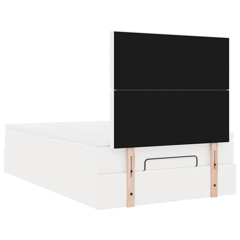 vidaXL Ottomán ágykeret matraccal Fehér 120x200cm műbőrrel