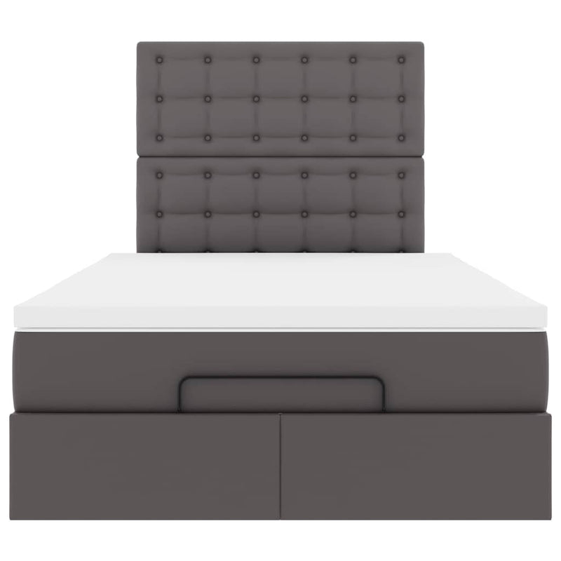 vidaXL Ottomán ágykeret matraccal Szürke 120x200cm műbőrrel