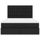 vidaXL Ottomán ágykeret matraccal fekete 140x190cm műbőrrel