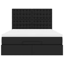 vidaXL Ottomán ágykeret matraccal Fekete 140x200cm műbőrrel