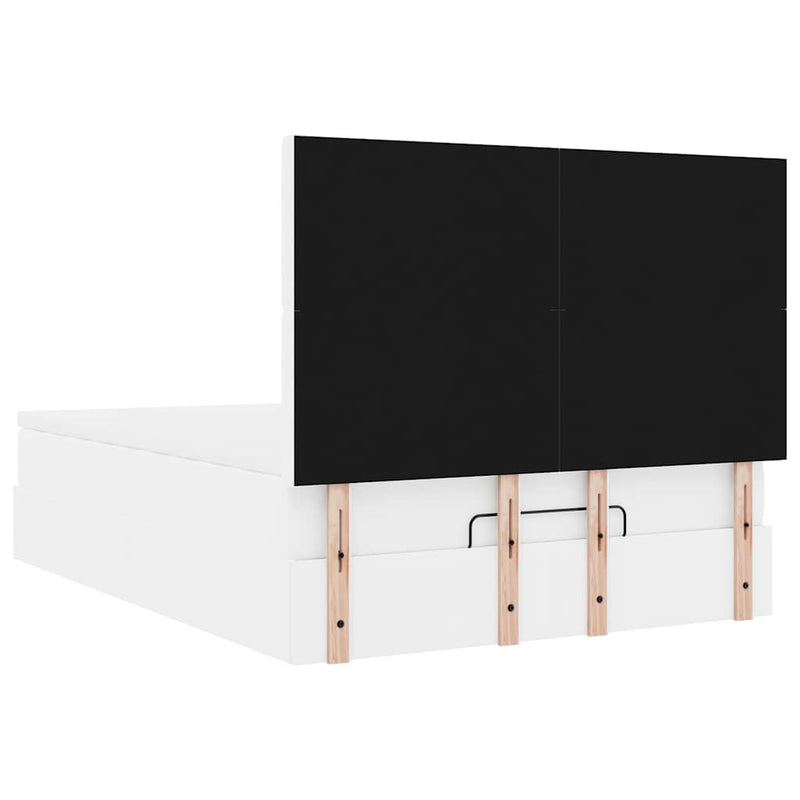 vidaXL Ottomán ágykeret matraccal Fehér 140x200cm műbőrrel