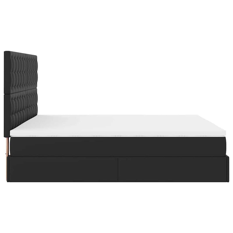 vidaXL Ottomán ágykeret matracokkal Fekete 200x200cm műbőr