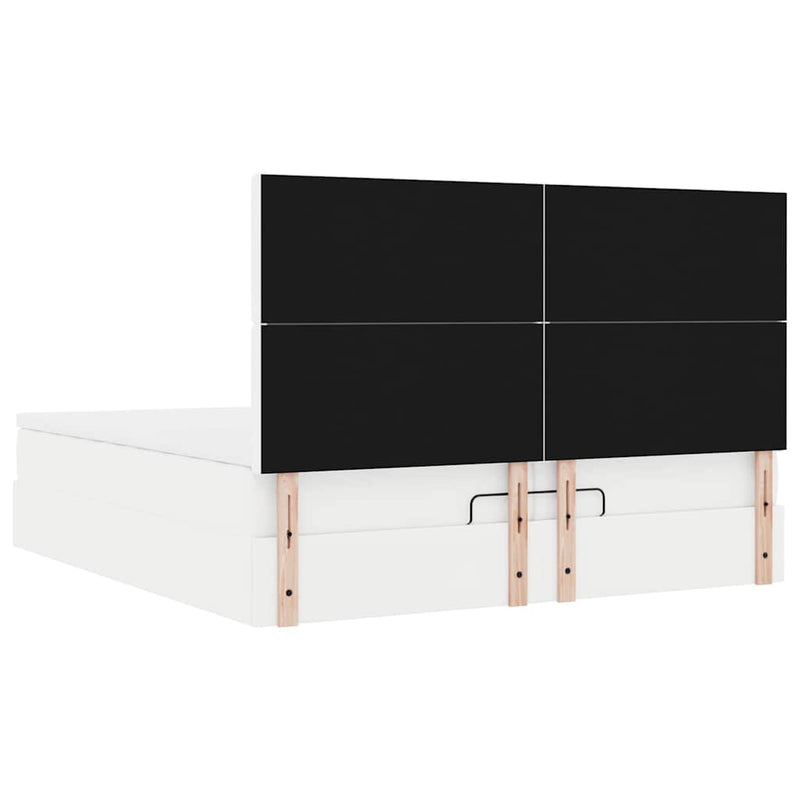 vidaXL Ottomán ágykeret matraccal Fehér 200x200cm műbőrrel